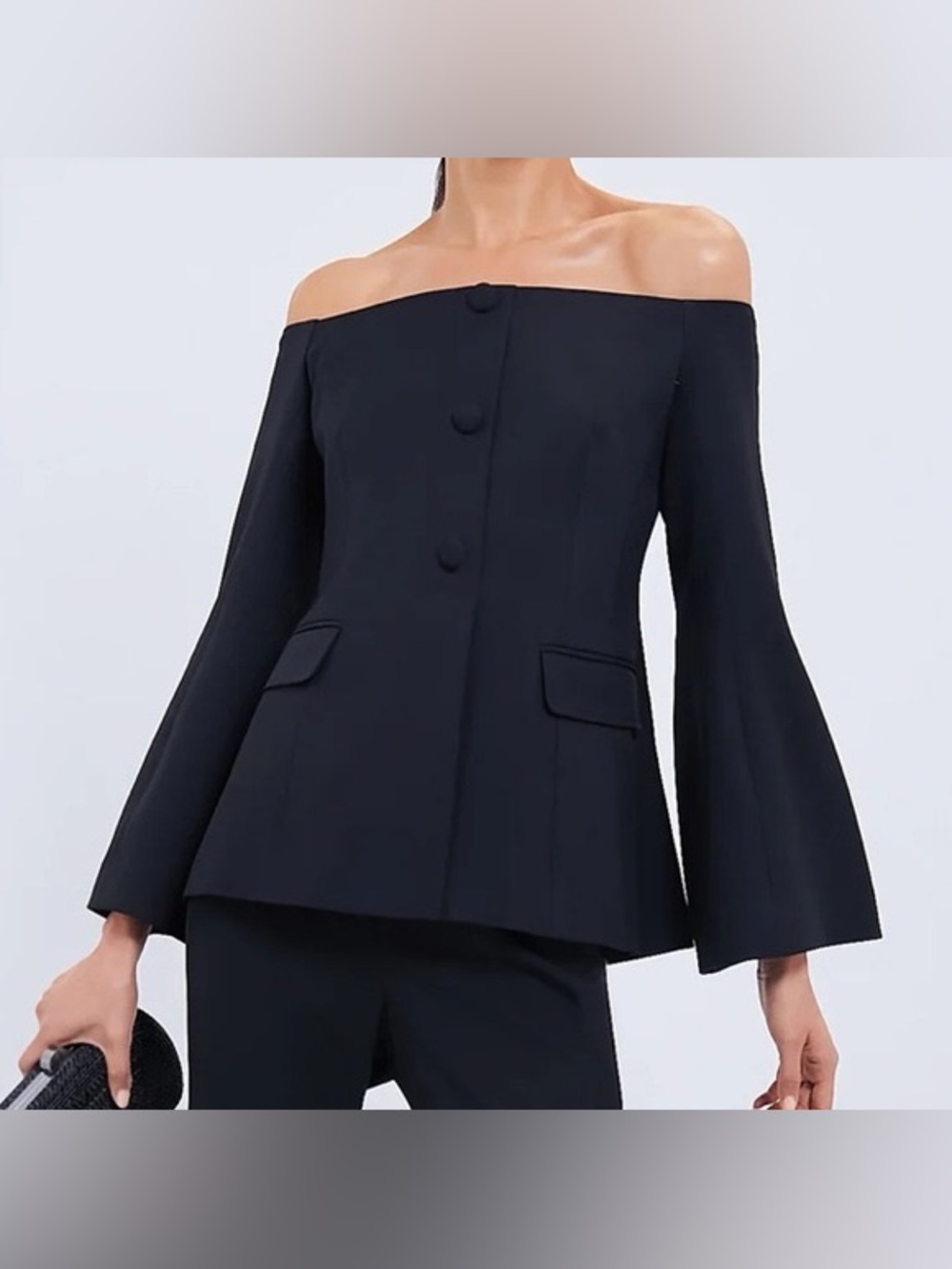 NWT Tuckernuck Black Bria Off-the-Shoulder Bell Sleeve Top, Size Small